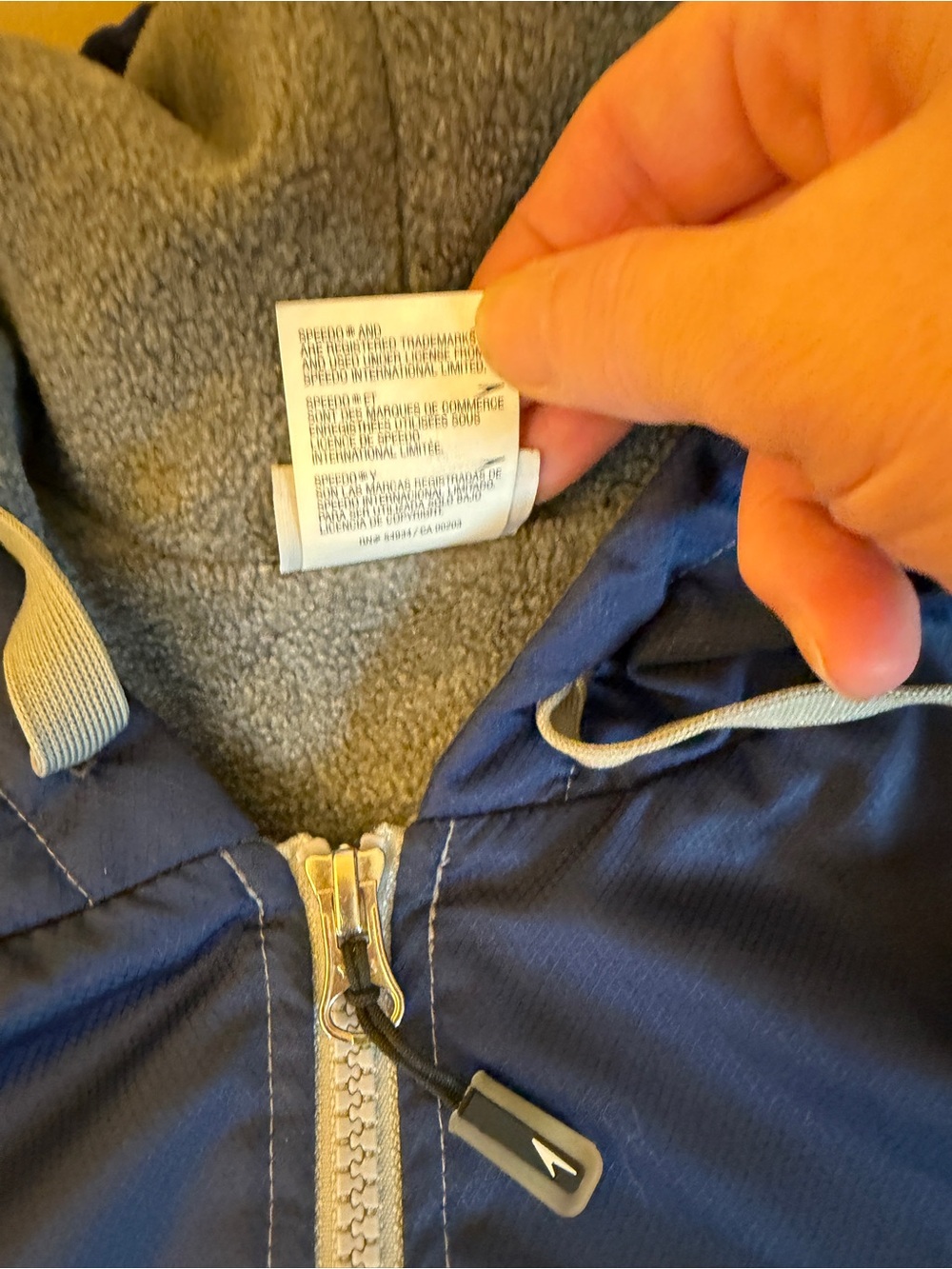 Speedo Swim Parka Adult Large Blue Hooded Fleece Lined Full Zip Deck Coat - Picture 6 of 8